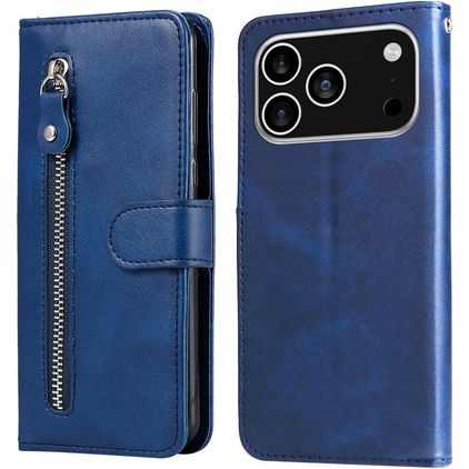 Mobigear Zipper iPhone 18 Pro Klapphülle Portemonnaie - Blau
