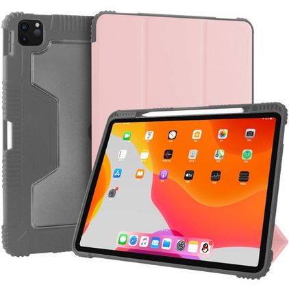 Mutural Tri-Fold Tough iPad Pro 12.9 Zoll (2021) Hülle Klapphülle + Stifthalter - Schwarz / Roségold