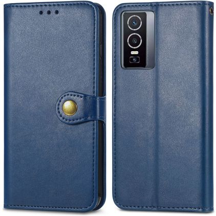 Mobigear Snap Button Vivo Y76 Hülle Klapphülle Geldbörse - Blau