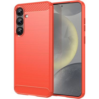 Mobigear Brushed Slim Samsung Galaxy S25 Plus Hülle Flexibles TPU Backcover - Rot