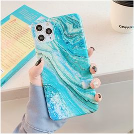 Mobigear Marble iPhone 12 Pro Max Hülle Flexibles TPU Backcover - Grün