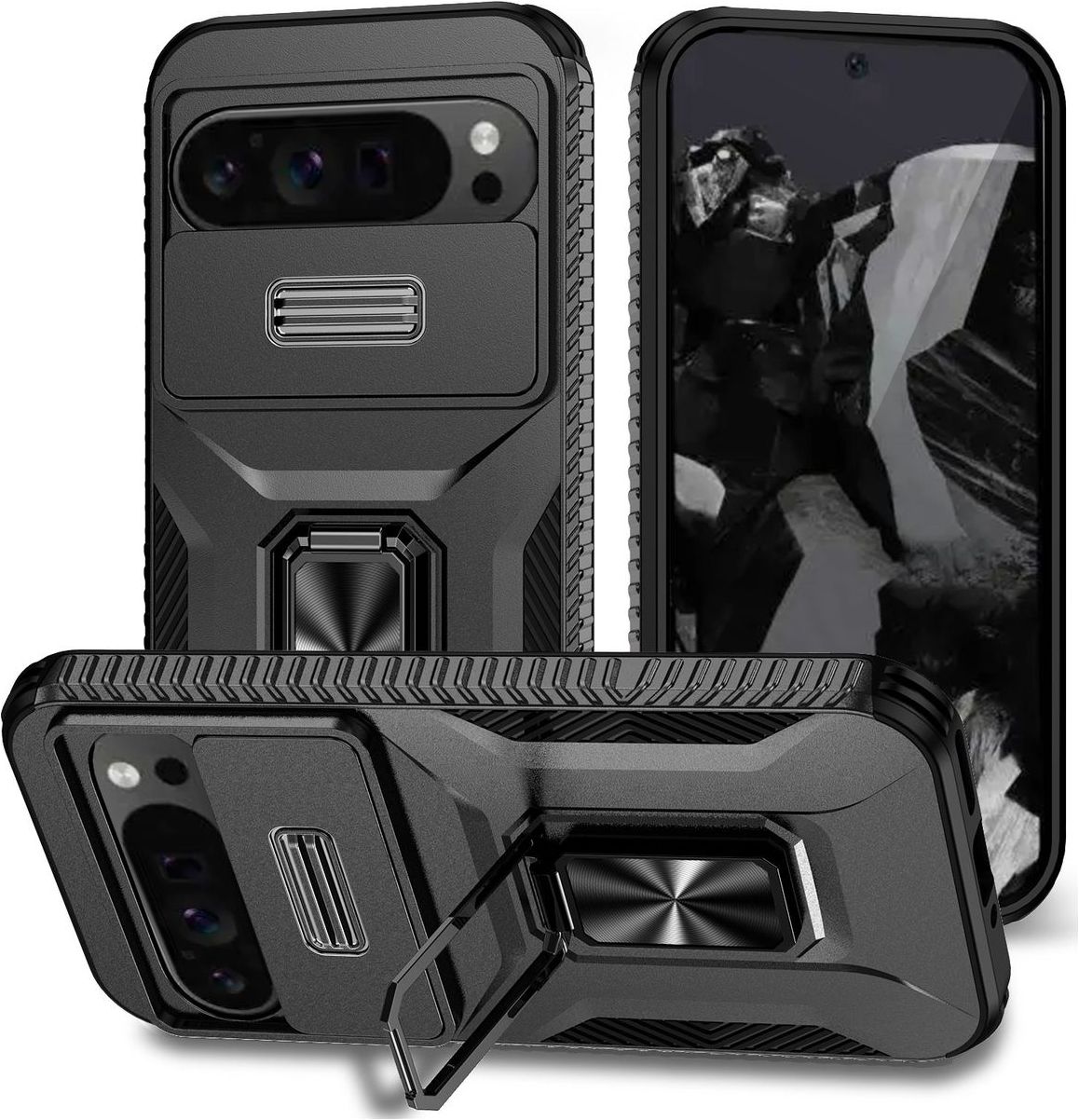 Für Google Pixel 8a Pro / 7a 7Pro Hülle Ring Panzer Stoßfest Ständer