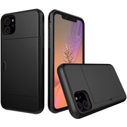 Mobigear Card iPhone 11 Hülle Hardcase Backcover Stoßfest mit Kartenhalter - Schwarz