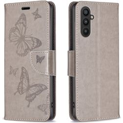 Mobigear Butterfly Samsung Galaxy A24 Hülle Klapphülle Geldbörse - Grau
