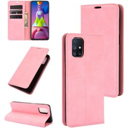 Mobigear Retro Slim Samsung Galaxy M51 Klapphülle Portemonnaie - Pink