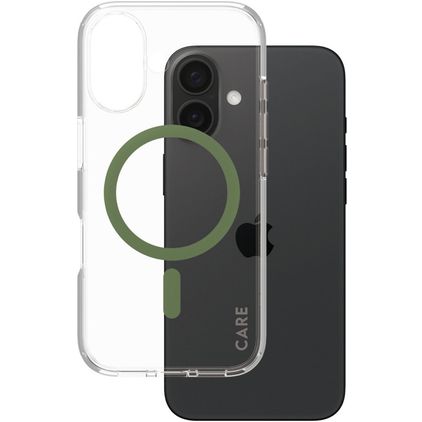 CARE by PanzerGlass Urban Combat iPhone 16 MagSafe Hardcase Backcover - Transparent / Grün