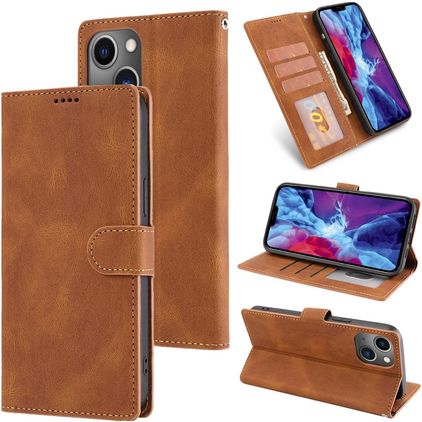 Mobigear Wallet iPhone 14 Hülle Klapphülle Geldbörse - Braun