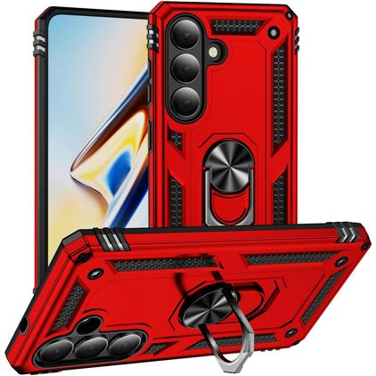 Mobigear Armor ring Samsung Galaxy S26 Hülle Hardcase Backcover Stoßfest mit Ringhalter - Rot
