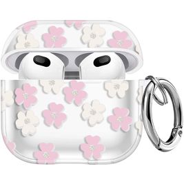 Mobigear Flowers Apple AirPods 3 Hardcase Hülle - Weiß / Pink
