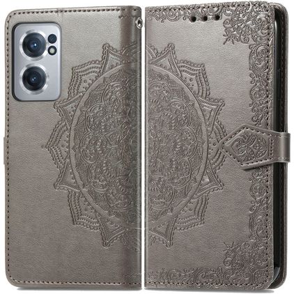 Mobigear Mandala OnePlus Nord CE 2 Hülle Klapphülle Geldbörse - Grau