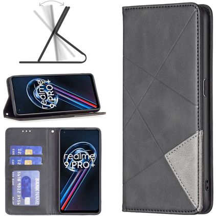 Mobigear Rhombus Slim Realme 9 Pro Plus Klapphülle - Schwarz