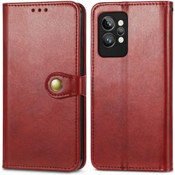 Mobigear Snap Button Realme GT2 Pro Hülle Klapphülle Geldbörse - Rot