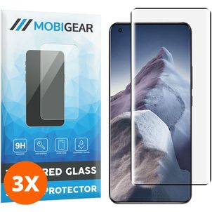 Mobigear Premium Xiaomi Mi 11 Ultra Panzerglas Gehärtetes Glas Displayschutz - Hüllenfreundlich - Schwarz (3er Pack)