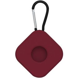 Mobigear Square Key Apple AirTag Hülle Flexibles Silikon Schlüsselanhänger - Weinrot