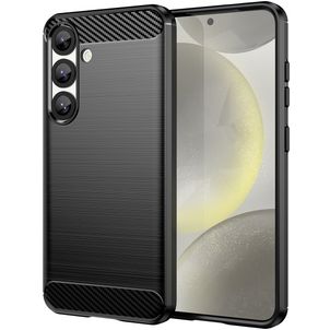 Mobigear Brushed Slim Samsung Galaxy S25 Hülle Flexibles TPU Backcover - Schwarz