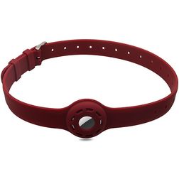 Mobigear Apple AirTag Hülle Flexibles Silikon Halsband - 23.5 - 47.5 cm - Weinrot