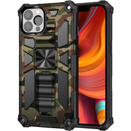 Mobigear Armor Stand iPhone 13 Pro Hülle Hardcase Backcover Stoßfest mit Ständer - Grün