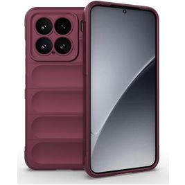 Mobigear Bumpy Xiaomi 15 Hülle Flexibles TPU Backcover - Weinrot