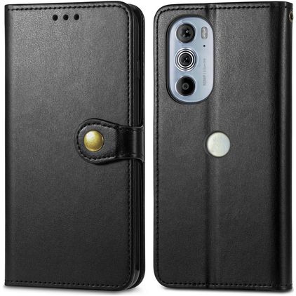 Mobigear Snap Button Motorola Edge 30 Pro Hülle Klapphülle Geldbörse - Schwarz