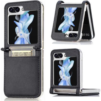 Mobigear Excellent Samsung Galaxy Z Flip 5 Hülle Hardcase Backcover mit Kartenhalter - Schwarz