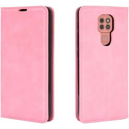 Mobigear Retro Slim Motorola Moto G9 Play Hülle Klapphülle Geldbörse - Pink