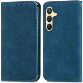 Mobigear Retro Slim Samsung Galaxy S25 Plus Hülle Klapphülle Geldbörse - Blau