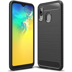 Mobigear Brushed Slim Samsung Galaxy A20e TPU (flexibel) Backcover - Schwarz