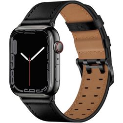 Mobigear Milano Leder Apple Watch Armband Dornschließe - 49/46/45/44 mm - Schwarz