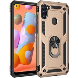 Mobigear Armor Ring Samsung Galaxy A11 Hülle Hardcase Backcover Stoßfest mit Ringhalter - Gold