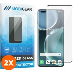 Mobigear Premium HONOR Magic 4 Pro Panzerglas Gehärtetes Glas Displayschutz - Hüllenfreundlich - Schwarz (2er Pack)