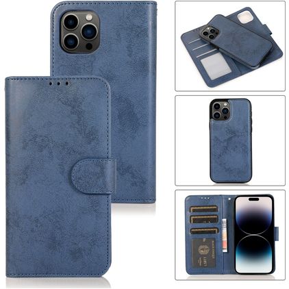 Mobigear Wallet iPhone 15 Pro Hülle Abnehmbare 2in1 Klapphülle Geldbörse - Dunkelblau