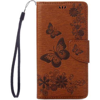 Mobigear Butterfly iPhone SE (2022) Hülle Klapphülle Geldbörse - Braun