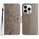 Mobigear Flowers iPhone 16 Pro Hülle Klapphülle Geldbörse - Grau