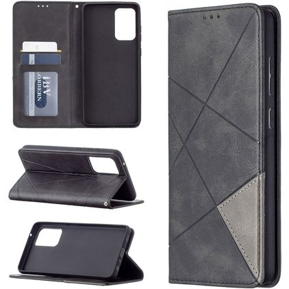 Mobigear Rhombus Slim Samsung Galaxy A72 Hülle Klapphülle - Schwarz