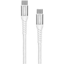 Mobiparts Woven Cable USB-C auf USB-C Kabel 1.5 Meter - Weiß