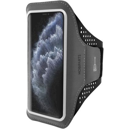 Mobiparts Comfort Fit Handyhalterung Joggen iPhone 11 Pro Sporthülle Neopren Sportarmband - Schwarz