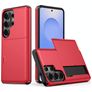 Mobigear Card Samsung Galaxy S26 Ultra Hülle Hardcase Backcover Stoßfest mit Kartenhalter - Rot