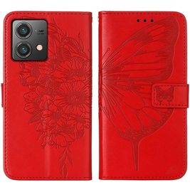 Mobigear Butterfly Motorola Moto G84 Hülle Klapphülle Geldbörse - Rot