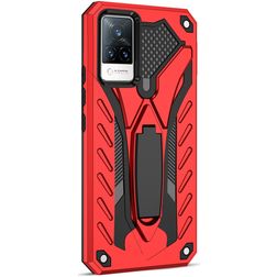 Mobigear Armor Stand Vivo V21 Hülle Hardcase Backcover Stoßfest mit Ständer - Rot
