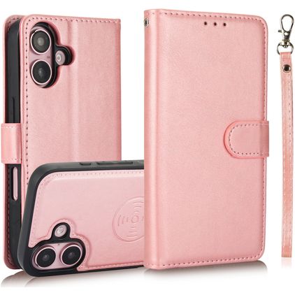 Mobigear Wallet iPhone 16 Plus Hülle Abnehmbare 2in1 Klapphülle Geldbörse - Roségold