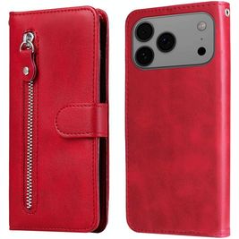 Mobigear Zipper iPhone 17 Pro Max Hülle Klapphülle Geldbörse - Rot