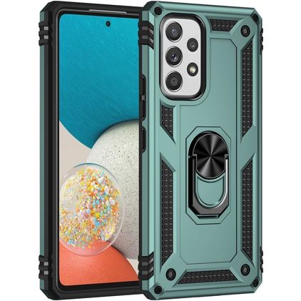 Mobigear Armor Ring Samsung Galaxy A53 Hülle Hardcase Backcover Stoßfest mit Ringhalter - Grün