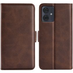 Mobigear Slim Magnet Motorola Moto G54 Hülle Klapphülle Geldbörse - Braun