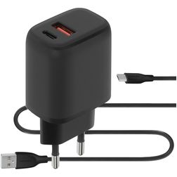 Mobiparts Dual USB / USB-C Ladegerät Micro USB 1 Meter Power Delivery 20W 3A - Schwarz