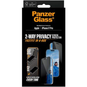 PanzerGlass FastFit iPhone 17 Pro Gehärtetes Glas Displayschutz Privacy - Hüllenfreundlich - Schwarz