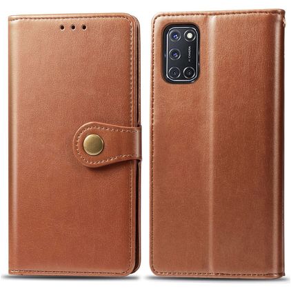 Mobigear Snap Button OPPO A52 Hülle Klapphülle Geldbörse - Cognac