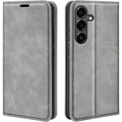 Mobigear Retro Slim Samsung Galaxy S25 FE Hülle Klapphülle Geldbörse - Grau