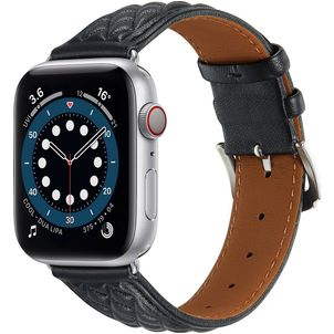 Mobigear Genova Leder Apple Watch Armband Dornschließe - 42/41/40/38 mm - Schwarz