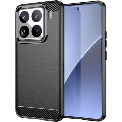 Mobigear Brushed Slim Xiaomi 15 Pro Hülle Flexibles TPU Backcover - Schwarz