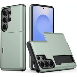 Mobigear Card Samsung Galaxy S26 Ultra Hülle Hardcase Backcover Stoßfest mit Kartenhalter - Dunkelgrün